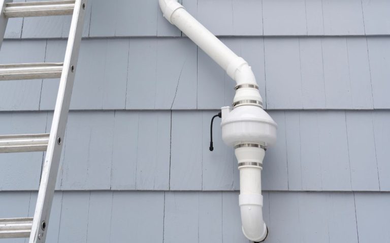 A radon mitigation system is serviced.