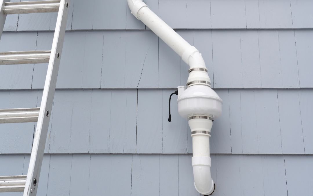 A radon mitigation system is serviced.
